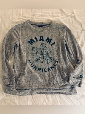 EUC Women’s Adidas University of Miami Heather Grey Sweatshirt, Size Medium